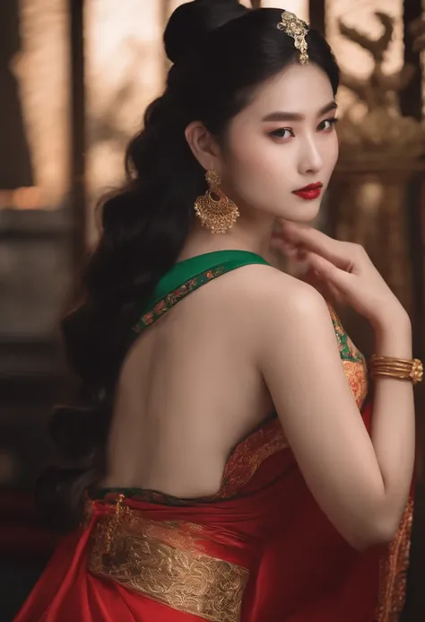 8k，RAW photos，best qualtiy，tmasterpiece：1.2），（realisticlying，Photorealistic and realistic：1.4），（Very detailed CG unity 8k wallpaper），（1个Giant Breast Girl），dance，dunhuang_dress，dunhuang_style，dunhuang_background，Arms up，Gold ornaments，Ancient Chinese hairst...