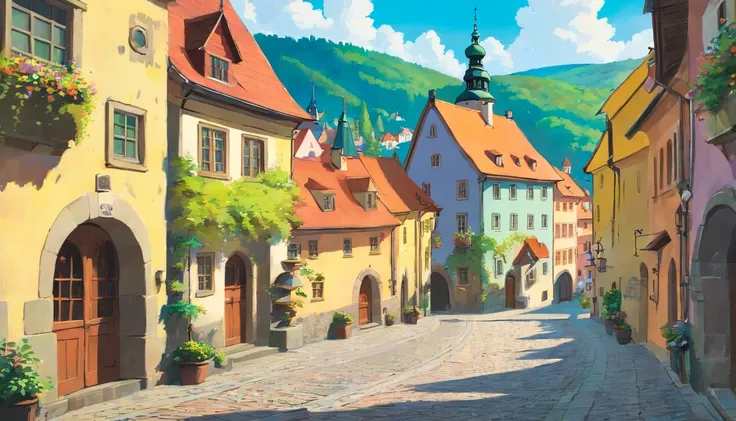 Czech Republic,Streets of Cesky Krumlov,Faraway view