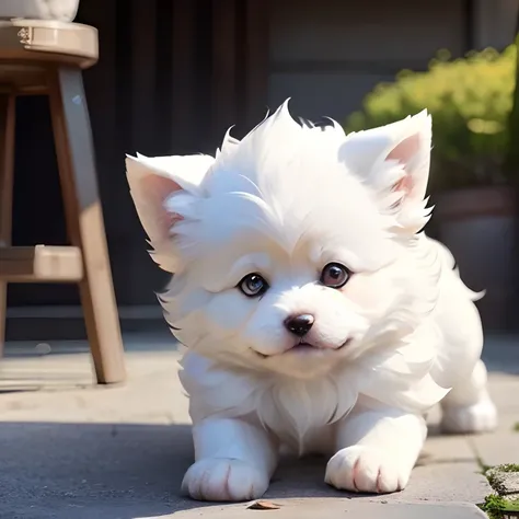 White hairs、fluffy fur、White puppy、Vigorous、Puppy who loves anime、,, furry animal,Instagram icon、The loveliness that everyone looks back on、1 girl in、One puppy、A smile that cheers everyone up、The loveliness that everyone looks back on、 --auto