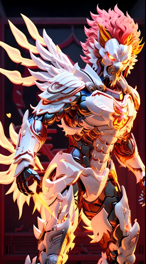 CHINESE PHOENIX, PHOENIX HEAD, HEAVY CRYSTAL ARMOR, TRANSPARANT, MUSCLE BODY.