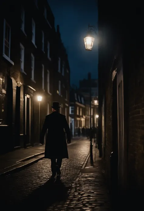 Create a photographer in a dark London street who takes a picture of Jack the Ripper