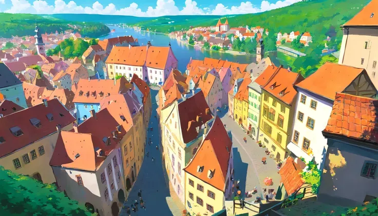 Czech Republic,Beautiful cityscape of Český Krumlov,Faraway view