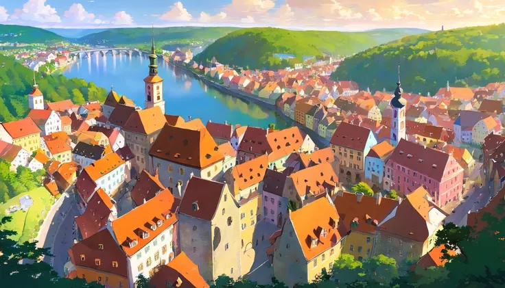 Czech Republic,Beautiful cityscape of Český Krumlov,Faraway view