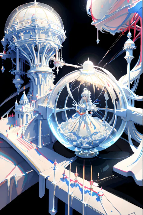 (crystal ball close-up), (1 huge crystal ball)+(high transparency crystal ball perspective), (1 white crystal sculpture castle inside the crystal ball:1.4)+((Details white
A crystal sculpture castle floating above the clouds) and(no gravity:1.3)and
(Crysta...