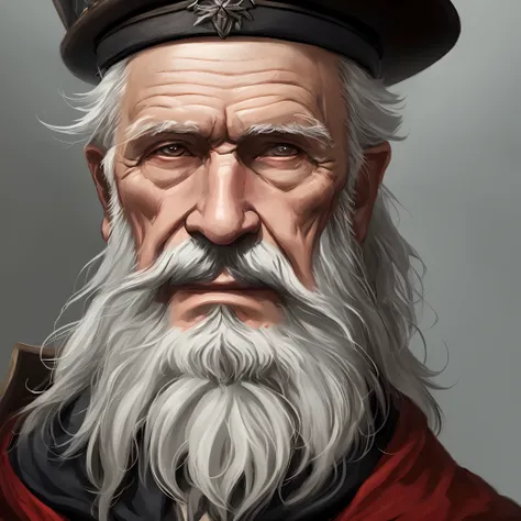 a close up of a man with a long beard and a hat, epic portrait illustration, fantasy character portrait, character art portrait, closeup portrait of an mage, renaissance digital painting, character portrait art, epic character portrait, fantasy concept art...