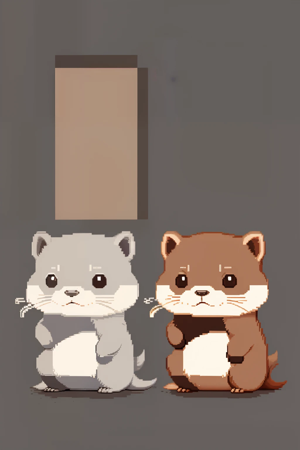 Background color is gray、Pixel art、solid color、otter、simple, capybara