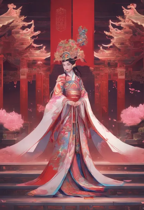 China-style，Chinese drama，Peking Opera costumes，Mu Guiying costume，中景 the scene is，Full body like， highly detailed surreal vfx，oc rendered， - AR 16:9 --q 2 --s 1000