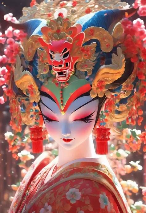 China-style，Chinese drama，Peking Opera costumes，Mu Guiying costume，Drama Facebook，中景 the scene is，Full body like， highly detailed surreal vfx，oc rendered， - AR 16:9 --q 2 --s 1000