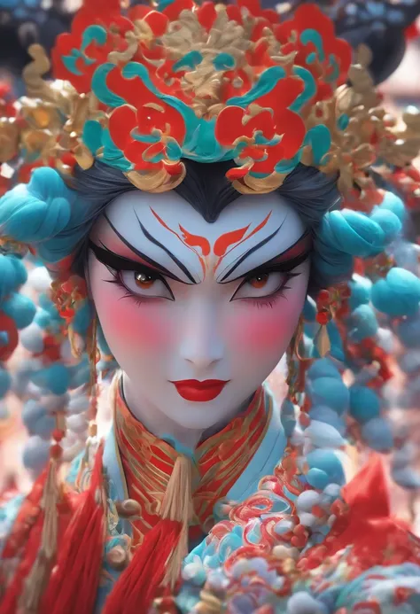 China-style，Chinese drama，Peking Opera costumes，Mu Guiying costume，Drama Facebook，中景 the scene is，Full body like， highly detailed surreal vfx，oc rendered， - AR 16:9 --q 2 --s 1000