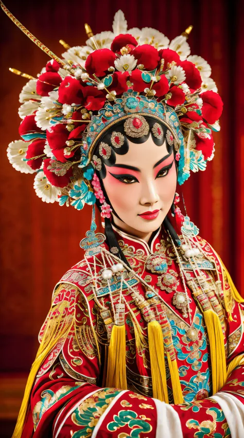 (high-res, 4k, masterpiece:1.2),ultra-detailed,(realistic,photo-realistic:1.37),portrait,traditional chinese opera,lady,close-up...