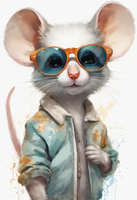 Perfect centering, Cute mouse, Wear a student team jacket, Wearing sunglasses, Wearing headphones, cheerfulness, Standing position, Abstract beauty, Centered, Looking at the camera, Facing the camera, nearing perfection, Dynamic, Highly detailed, smooth, S...