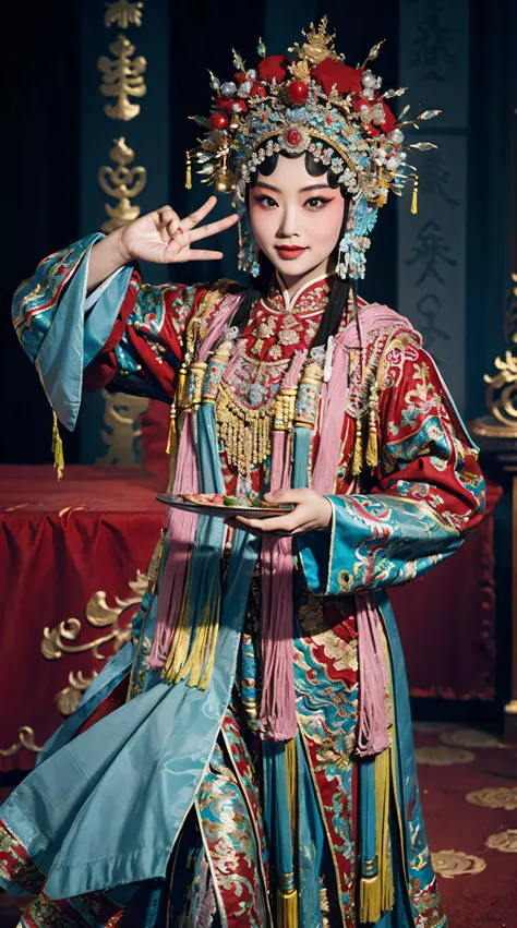 masterpiece, best quality, masterpiece, best quality, 1girll, beijing opera,tchibi