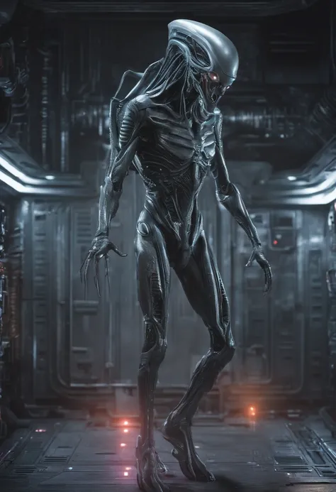 Prometheus engineer，Full-body photos，high - tech，Laser laser，Delicate picture