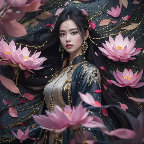 2k（tmasterpiece，k hd，hyper hd，32k）long flowing black hair，ponds，zydink， a color， aozhou people （concubine girl）， （silk scarf）， c...