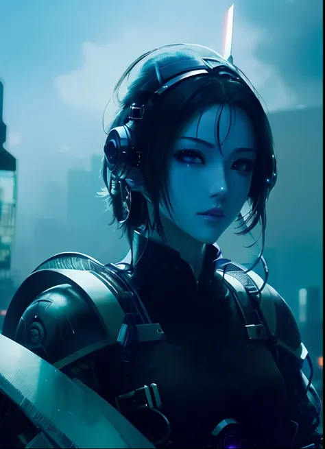 Close-up of a person with a sword in a city, female cyberpunk anime girl, Cyberpunk Anime Girl, very beautiful cyberpunk samurai, anime cyberpunk, Cyberpunk anime girl mecha, cyberpunk beautiful girl, modern cyberpunk anime, beautiful cyberpunk girl face, ...