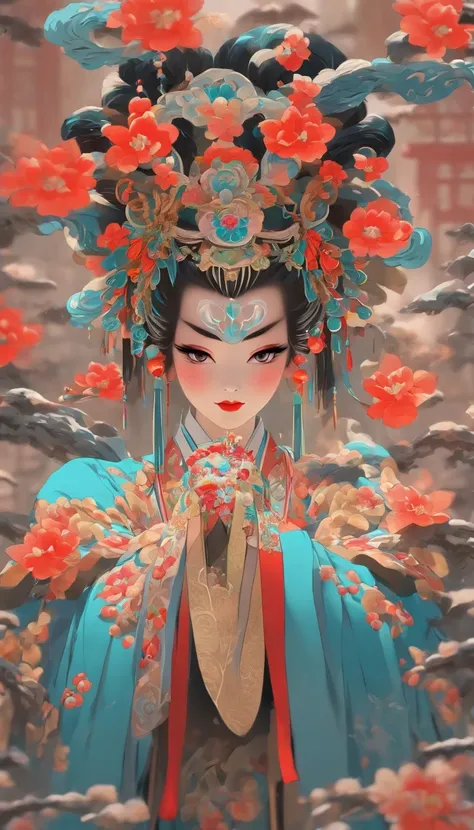 China-style，Chinese drama，Peking Opera costumes，Bai Suzhen costume，Drama Facebook，White predominantly，中景 the scene is，super-fine，ultra - detailed，high qulity，8K ，Sharply focus the eyes，highly detailed surreal vfx，oc rendered， - AR 16:9 --q 2 --s 1000