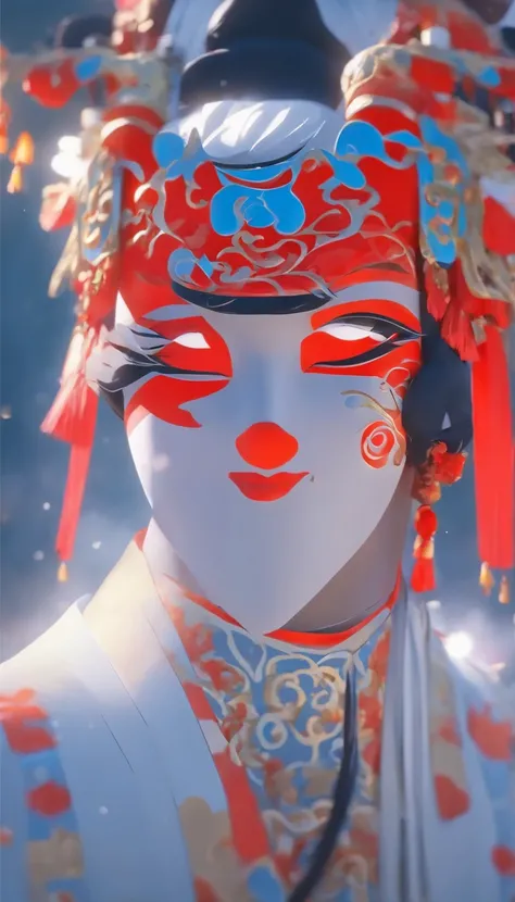 China-style，Chinese drama，Peking Opera costumes，Bai Suzhen costume，Drama Facebook，White predominantly，中景 the scene is，super-fine，ultra - detailed，high qulity，8K ，Sharply focus the eyes，highly detailed surreal vfx，oc rendered， - AR 16:9 --q 2 --s 1000