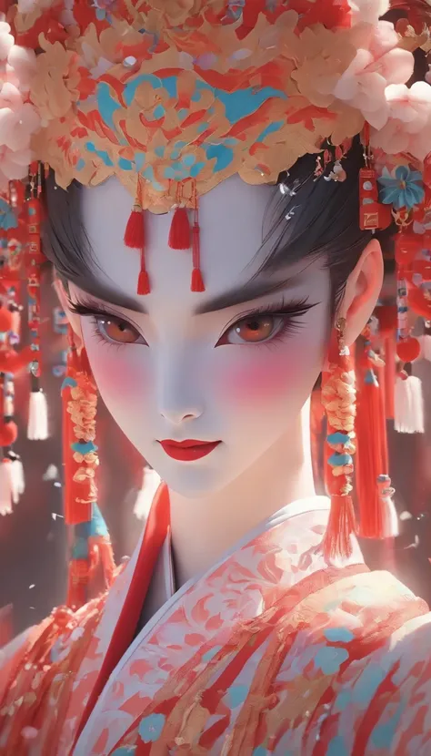 China-style，Chinese drama，Peking Opera costumes，Bai Suzhen costume，Drama Facebook，white colors，中景 the scene is，super-fine，ultra - detailed，high qulity，8K ，Sharply focus the eyes，highly detailed surreal vfx，oc rendered， - AR 16:9 --q 2 --s 1000