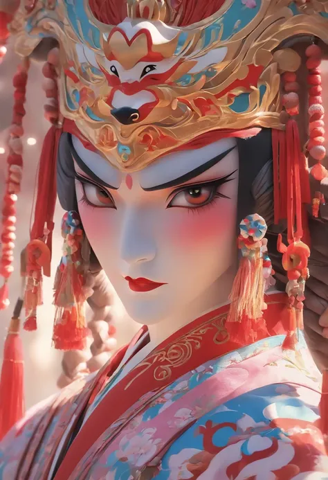 China-style，Chinese drama，Peking Opera costumes，Bai Suzhen costume，Drama Facebook，white colors，中景 the scene is，super-fine，ultra - detailed，high qulity，8K ，Sharply focus the eyes，highly detailed surreal vfx，oc rendered， - AR 16:9 --q 2 --s 1000