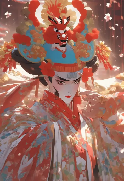 China-style，Chinese drama，Peking Opera costumes，Bai Suzhen costume，Drama Facebook，white colors，中景 the scene is，super-fine，ultra - detailed，high qulity，8K ，Sharply focus the eyes，highly detailed surreal vfx，oc rendered， - AR 16:9 --q 2 --s 1000