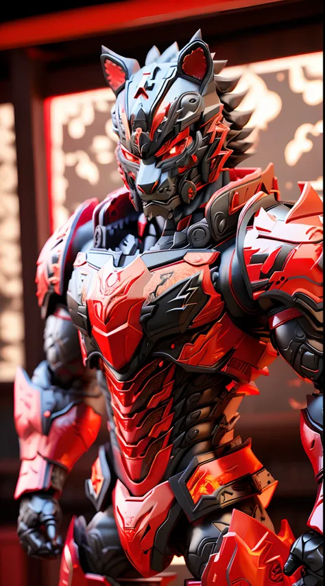 CHINESE TIGER, (Red, Black:1.5), DRAGON HEAD, HEAVY CRYSTAL ARMOR, TRANSPARANT, MUSCLE BODY.