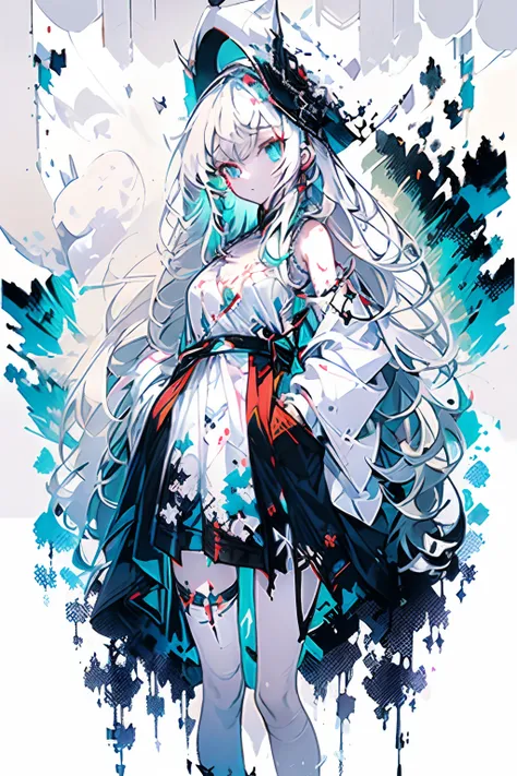 white hair, messy hair, long hair, (expressive eyes, green eyes, glowing eyes),[(white background:1.9)::0.9], [(transparent background:1.3)::5],Witch hat,

masterpiece,best quality,flat color,offical art,white theme,(ultra-detailed),(illustration),ink and ...