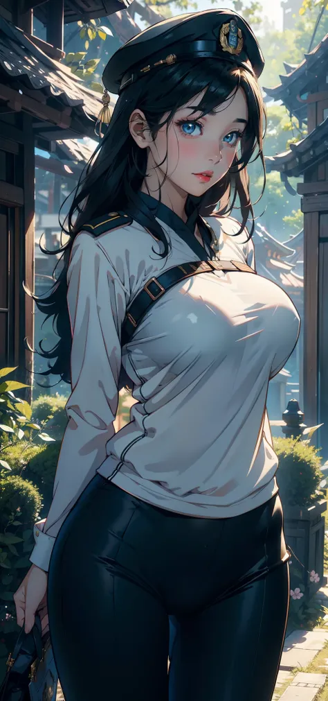 1female，35yo，A MILF，plumw，extremely large bosom， 独奏，（Background with：Cherry blossom forest，ln the forest）Deep in the forest， She has very short black hair，bobo head，Station，，seen from the front， hair straight， mostly cloudy sky，（（（tmasterpiece），（Very detai...