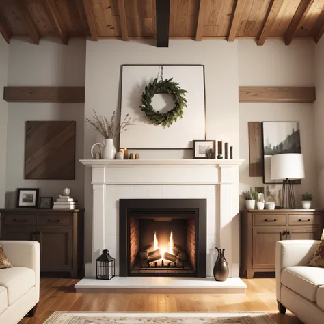 modern farmhouse fireplaces with Adding Decorative Elements