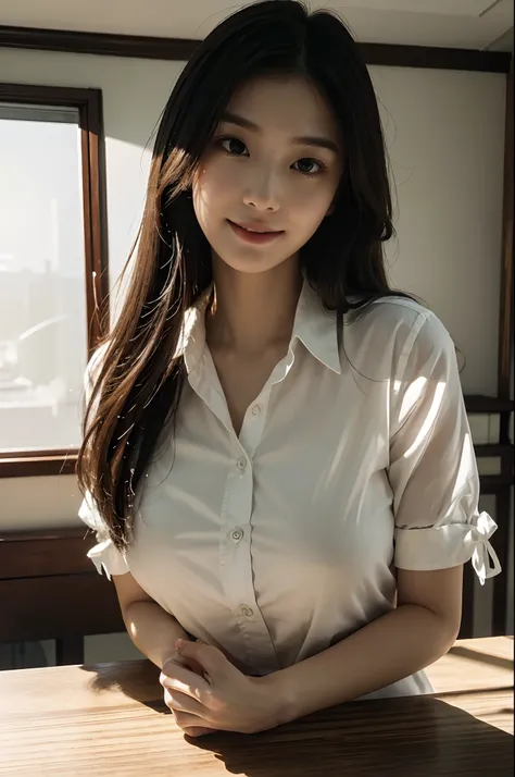 best qualtiy，tmasterpiece，超高分辨率，（真实感：1.4），RAW photogr，1girll，long whitr hair，Face Highlighting，Pure，Girly，Flushing，18yr old，18-year-old smiling female classmate，Pure，Innocent，（best qualtiy，8K，tmasterpiece:1.3），Goose egg face，largeeyes，long eyelasher，Exquis...