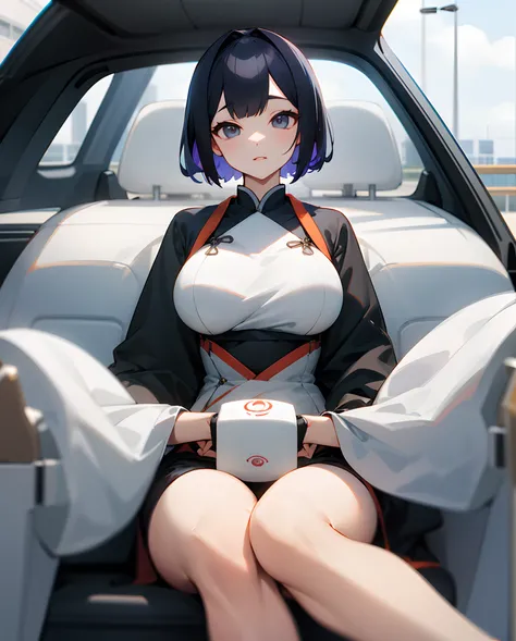 Bob Hair、Salt face、Kamimei、爆乳、Clothing with body shape lines、Sitting in the car、An ultra-high picture quality、ultra-quality、Real Pro Photography