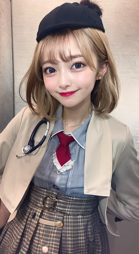 high quality, best quality, masutepiece, absurderes, amelia watson, detective, 1girl in,  solo, smile, blush, stethoscope、teens ...