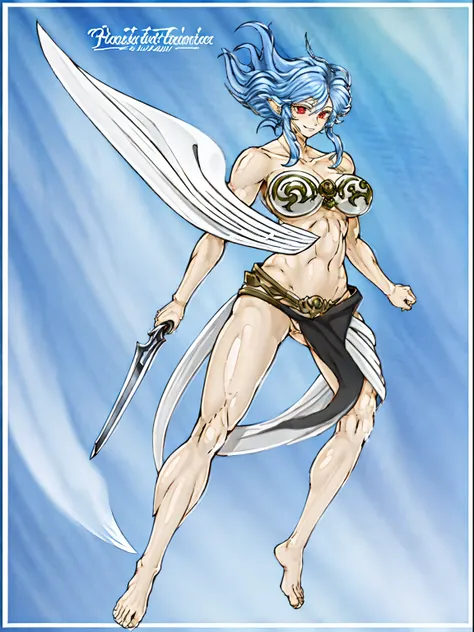 arafed image of a female character with a sword and a cape, skinny female fantasy alchemist, fey, complex fantasy character, cory chase as an atlantean, silvery skinned male elf, sexy pudica pose gesture, lady palutena, sfw version, pixiv contest winner, f...