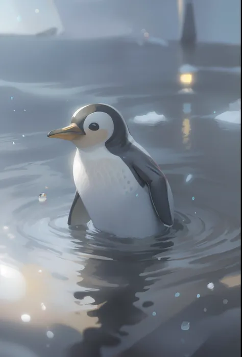 There is a penguin sitting in the water, Fat Penguin Unity Asset, cute 3d render, penguin, penguin, Anthropomorphic penguins, Rendered in 4 K, rendered in arnold, rendered in blender, rendered in arnold engine, Rendered in Corona, Penguins 0, rendered in r...