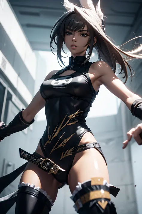 A superheroine wearing skimpy outfit, sleeveless, long hair, flying, wielding daggers, no cape, no mask, dynamic pose, 3d, (8k), detailed texture,(hyperdetailed), (photo realistic), cinematic light, cinematic action, highly detailed, realistic, Isometric, ...