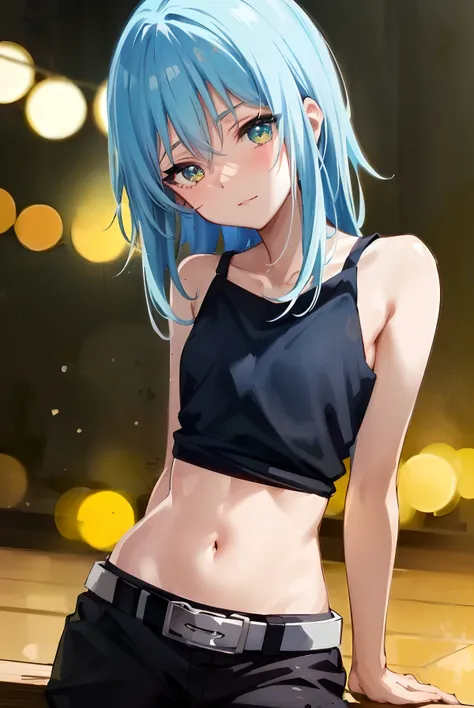 a close up of a person with blue hair and a black top, anime style 4 k, mikudayo, seductive anime girl, anime style. 8k, anime moe artstyle, photorealistic anime girl render, anime styled 3d, anime. soft lighting, attractive anime girl, smooth anime cg art...