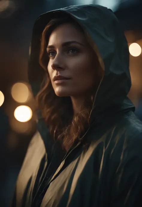 arafed woman in a raincoat looking at the camera, cinematic portrait, dramatic cinematic portrait, highly detailed vfx portrait, cinematic realistic portrait, cinematic shot epic portraits, ultra-realistic digital art, ultra realistic digital art, hyperrea...