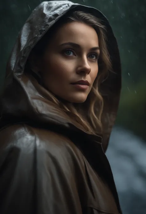 arafed woman in a raincoat looking at the camera, cinematic portrait, dramatic cinematic portrait, highly detailed vfx portrait, cinematic realistic portrait, cinematic shot epic portraits, ultra-realistic digital art, ultra realistic digital art, hyperrea...