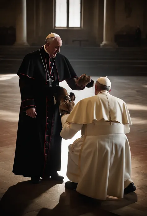 Pope Francis,front wiew,fighting boxe whith Josef Hitler,in coliseum arena italy,, ART ultra realista unreal engine --q2 photorealist cinematográfic cinema,many big Lions, Backdoor