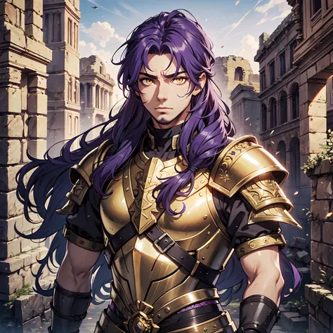 Ultra High Definition,
Ultra High Quality,
Hyper Definition,
Hyper Quality,
Hyper Detailed,
Extremely Detailed,
Perfectly Detailed,
8k,
1 Boy,
Long Purple Hair,
Under Cut Hairstyle,
Solid Yellow Eyes,
Handsome,
Armored With Roman Emperor Armor,
Ancient Rom...