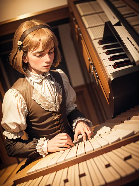 Johann Sebastian Bach is playing piano