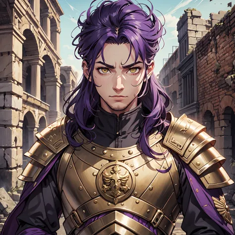 Ultra High Definition,
Ultra High Quality,
Hyper Definition,
Hyper Quality,
Hyper Detailed,
Extremely Detailed,
Perfectly Detailed,
8k,
1 Boy,
Long Purple Hair,
Under Cut Hairstyle,
Solid Yellow Eyes,
Handsome,
Armored With Roman Emperor Armor,
Ancient Rom...