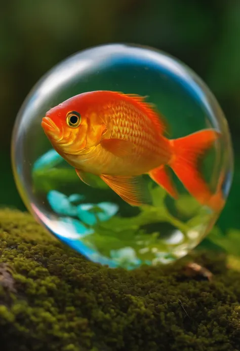 fish inside a soap bubble