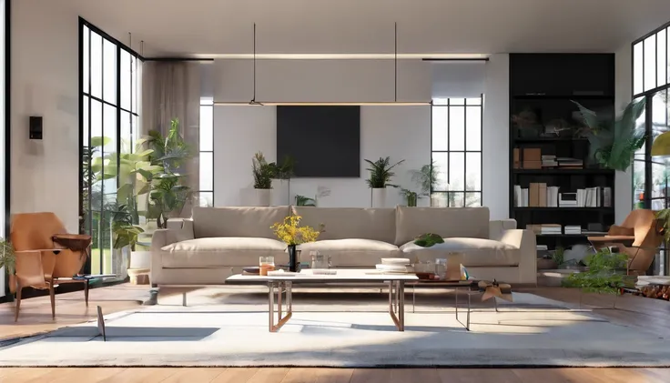 Stylish daytime living room, Realistic