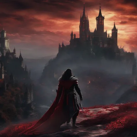 Castlevania lords of the shadows hiper realista super detalhado Dynamic shot master piece scene cinématique scènes movie Epic Legendary Lord Dracula poster movie with demons super detailed Dynamic shot