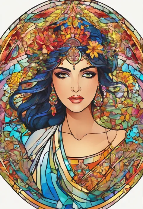 highly detailed), (illustration), (intricate), (beautiful face), (attractive body), (complete body picture), modern indian goddess, transparent clothes, dynamic pose, flying flower petals, colorful, eye-catching, heavenly.