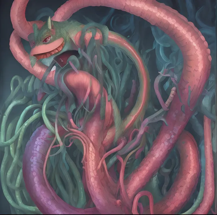 Monster with many tentacles having sex with transvestite