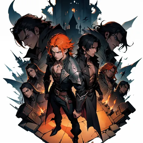 Castlevania Lord of the shadows Battle scene between two 35-year-olds with orange hair and other black hair