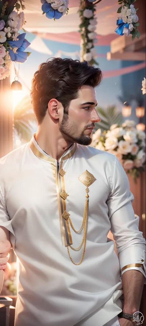 Change background at destination wedding, handsome boy, 8k , realistic wedding day