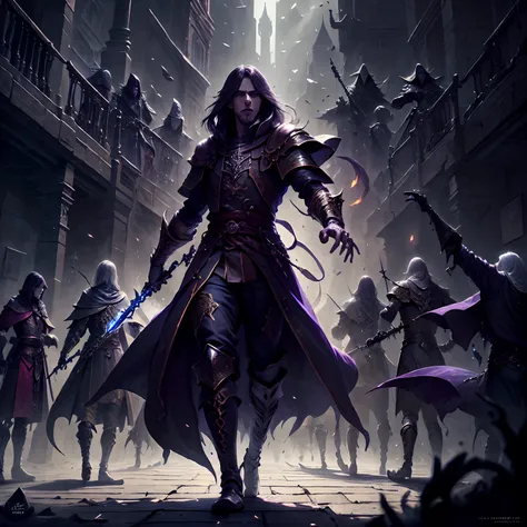 Castlevania Lord of the shadows hyper realistic super detailed Dynamic shot master piece scene cinématique scènes movie Epic Legendary Lord Dracula leading troops army of demons to battle War hyper realistic super detailed Dynamic shot