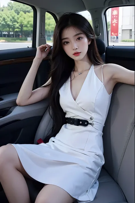 araffe woman with long hair wearing a white dress and a red hat, mai anh tran, xision wu, a young asian woman, beautiful south korean woman, beautiful young korean woman, xintong chen, young cute wan asian face, pokimane, gorgeous young korean woman, beaut...